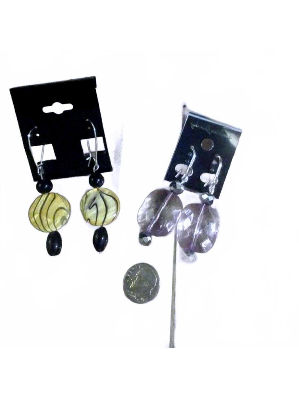 Yellow & Purple Lot Earrings black silver